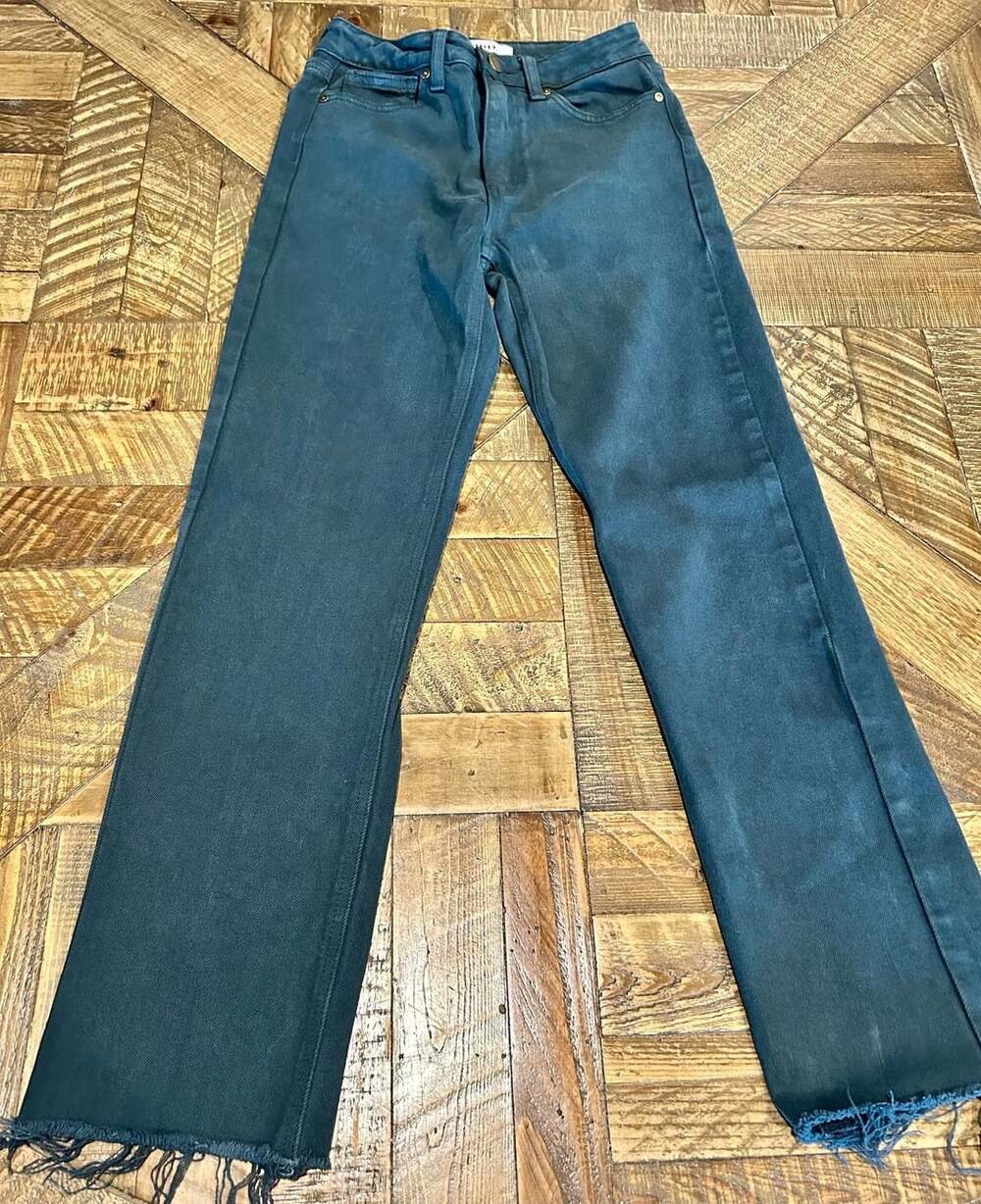 Just Black Denim Jbd Jeans Size 24 Teal Green Raw Hem Crop Straight